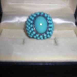 Ring,turquoise effect, stretchy ring,NO BOX
